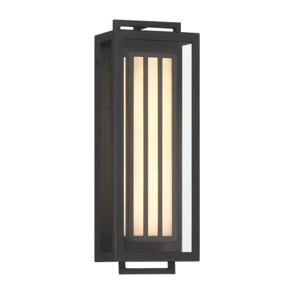 The Eastly outdoor wall sconce combines contemporary design with energy-efficient LED technology. Its sand coal black aluminum frame and alabaster shade create a sophisticated look while delivering 1602 lumens of warm light.