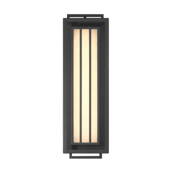 The Eastly outdoor wall mount combines sleek modern design with energy-efficient LED technology. Its sand coal black aluminum frame and alabaster shade create a sophisticated look while delivering 2251 lumens of warm light. - alternate view