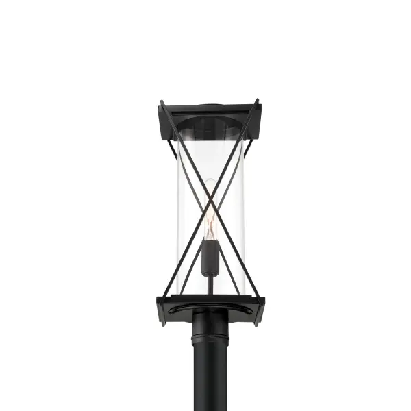 1-Light Outdoor Post Mount - Dark Matte Black with Clear Glass - alternate view