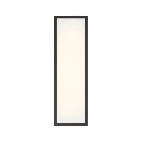 The Marlborough 26" outdoor sconce combines modern architectural design with practical LED technology. Its substantial 26-inch height and Sand Coal Black finish create dramatic visual impact while the etched glass diffuses 3000 lumens of warm light. - alternate view