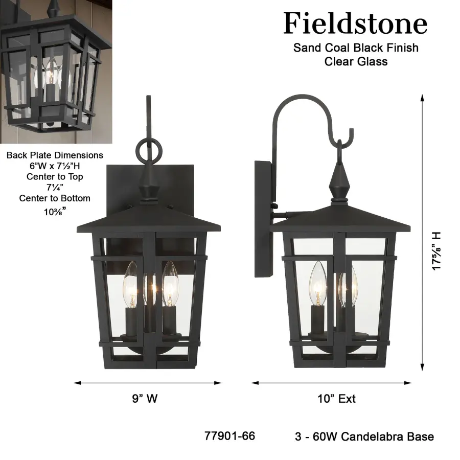 Fieldstone 17.75" High 3-Light Outdoor Wall Sconce - Image 3