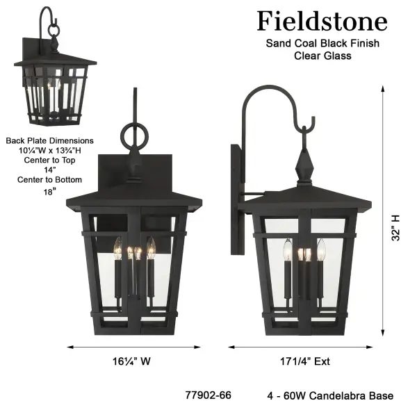Fieldstone 32" High 4-Light Outdoor Wall Sconce - Image 3