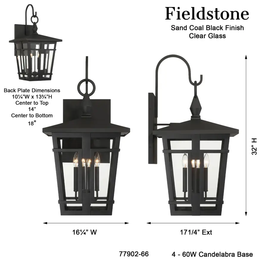Fieldstone 32" High 4-Light Outdoor Wall Sconce - Image 3