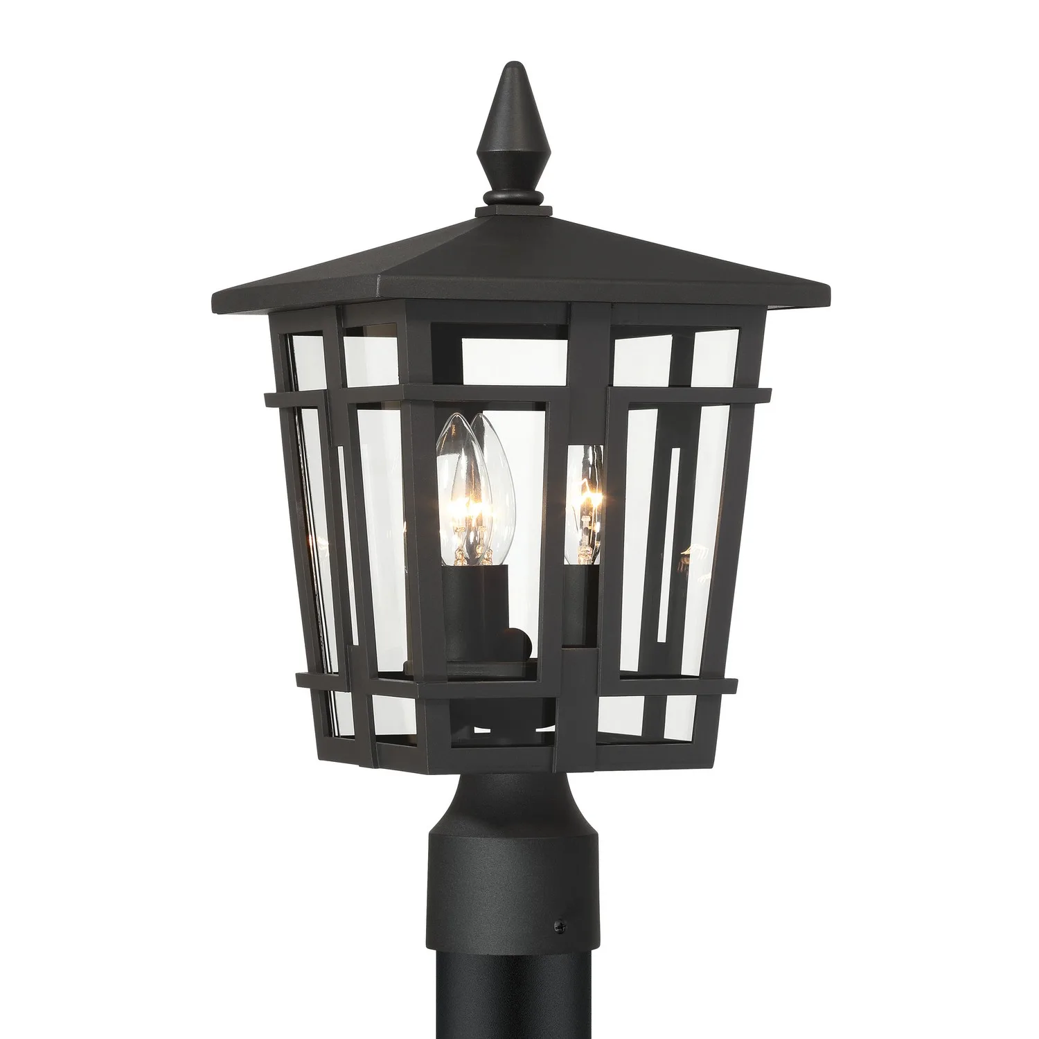 Fieldstone Three Light Outdoor Post Mount in Sand Coal Black