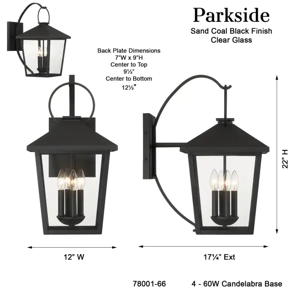 Parkside 22" High 4-Light Outdoor Wall Sconce - Image 3