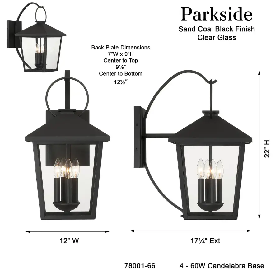Parkside 22" High 4-Light Outdoor Wall Sconce - Image 3