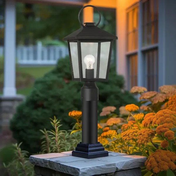 Parkside 8" Outdoor Post Lantern in Sand Coal Black - Image 2