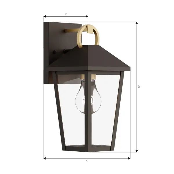 1-Light Outdoor Wall Lantern - Legacy Brass and Dark Bronze with Clear Glass - alternate view
