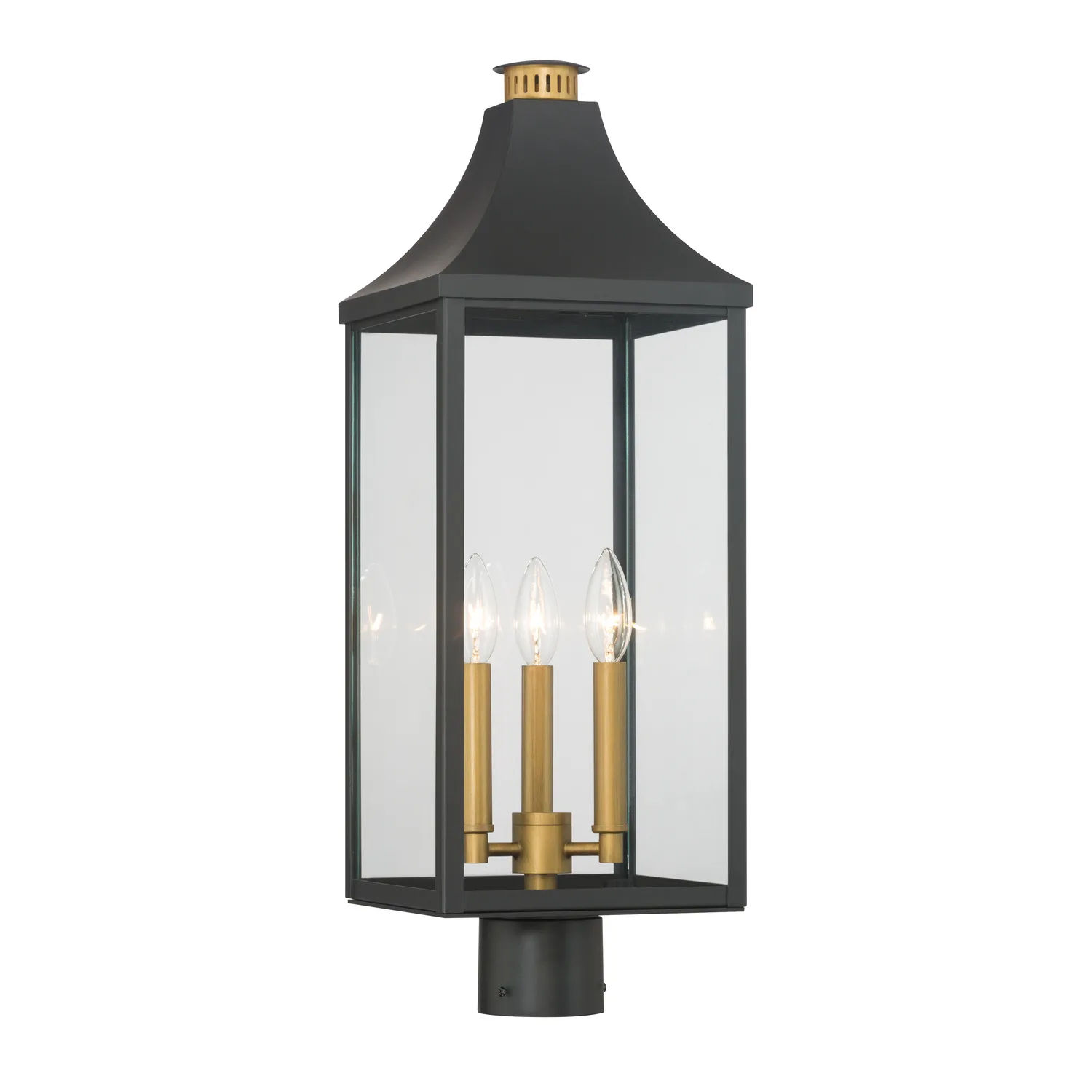 Hurstborne Three Light Outdoor Post Lantern in Dark Matte Black