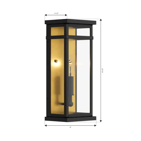 1-Light Outdoor Wall Sconce - Legacy Brass and Dark Bronze with Clear Glass - alternate view