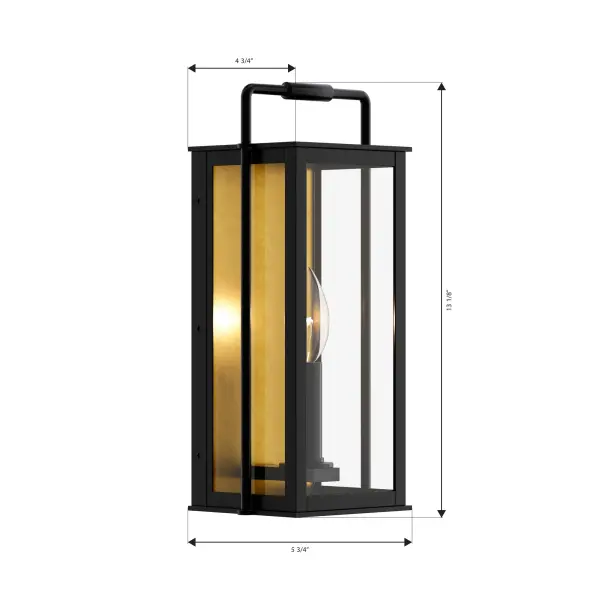 1-Light Outdoor Wall Sconce - Sand Coal Black and Legacy Brass with Clear Glass - alternate view