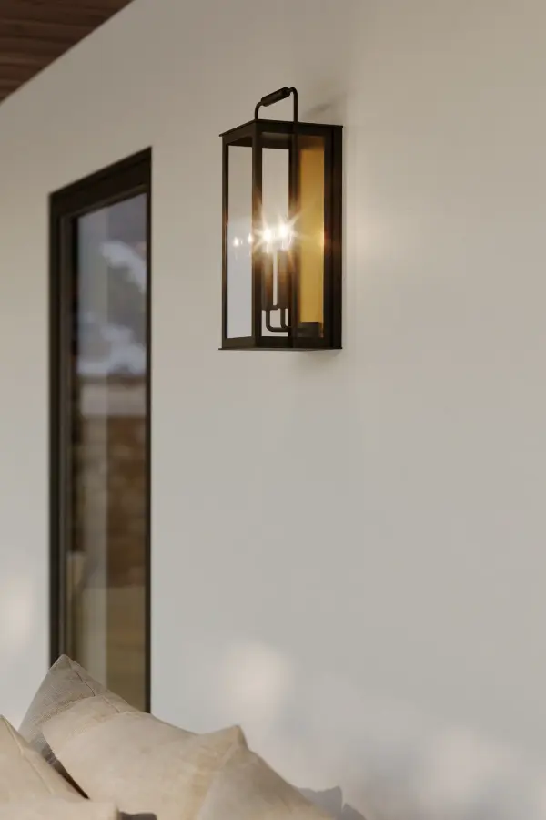 2-Light Outdoor Wall Sconce - Sand Coal Black and Legacy Brass with Clear Glass - alternate view
