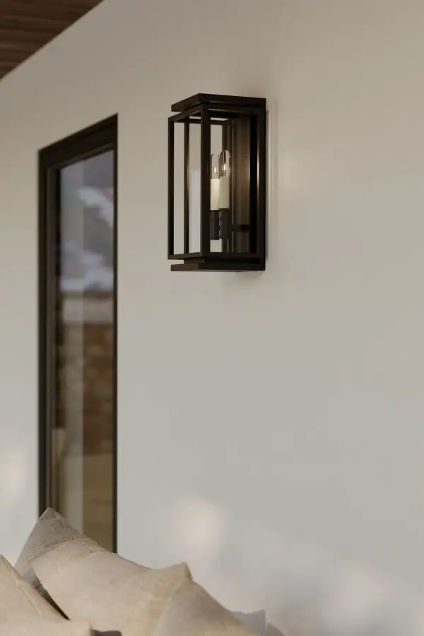 2-Light Outdoor Wall Sconce - Dark Matte Black and White with Clear glass - alternate view