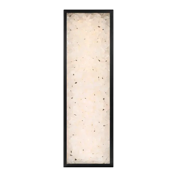 The Salt Creek LED wall sconce delivers impressive 2434 lumens with 95 CRI in a striking coal black finish. Its substantial 32-inch height and unique acrylic quartz rock shade create dramatic architectural impact for modern exteriors. - alternate view