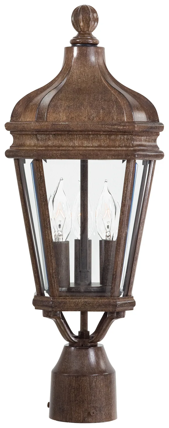 Harrison Three Light Post Mount in Vintage Rust