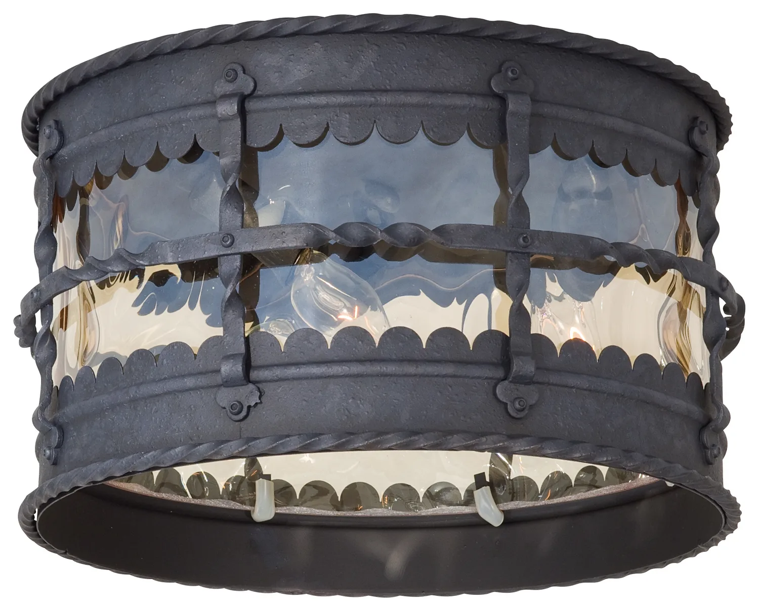 Mallorca Three Light Flush Mount in Spanish Iron