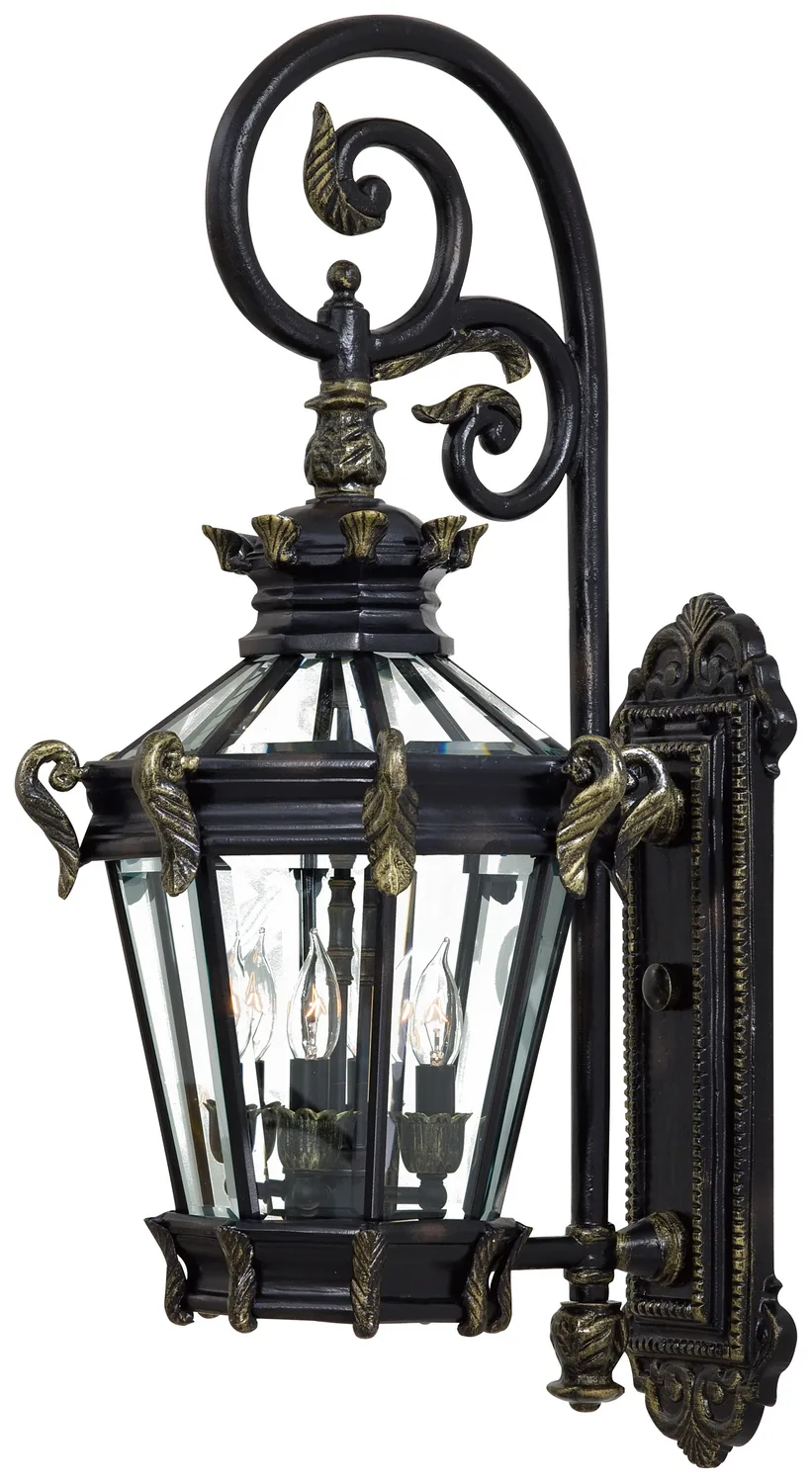 Stratford Hall Four Light Wall Mount in Heritage w/Gold Highlights