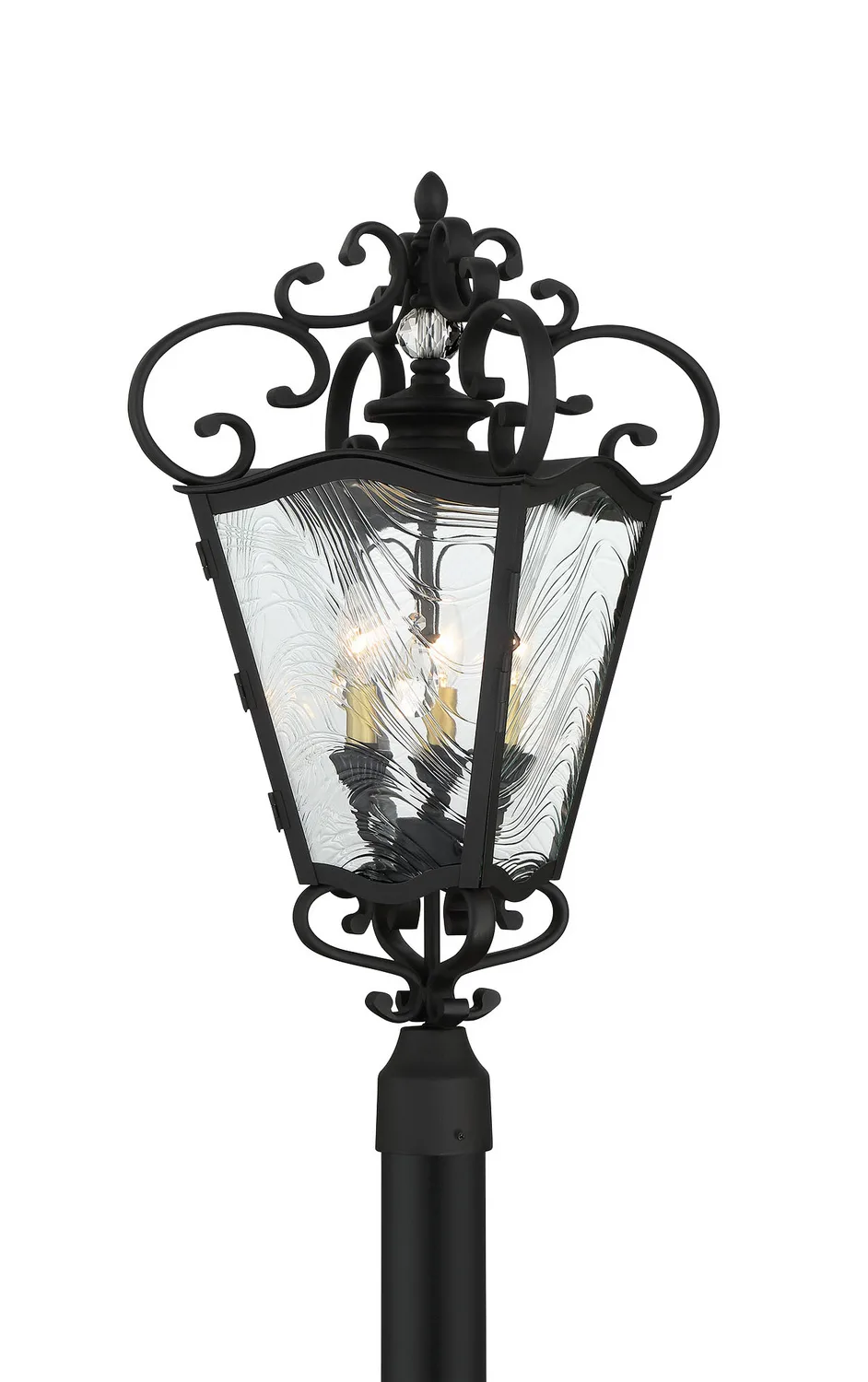 Brixton Ivey Three Light Outdoor Post Mount in Coal And Soft Brass