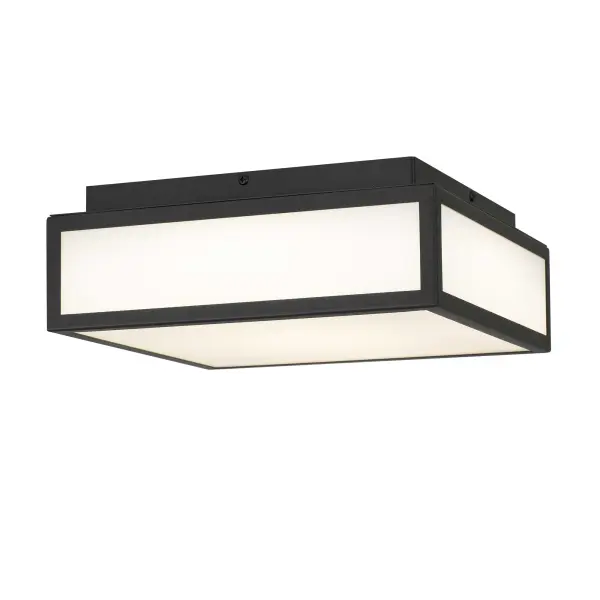 A sleek 10-inch square flush mount featuring 3-CCT control for customizable lighting and wet location rating. Its timeless design and Sand Black finish complement any décor while providing reliable illumination indoors or outdoors.