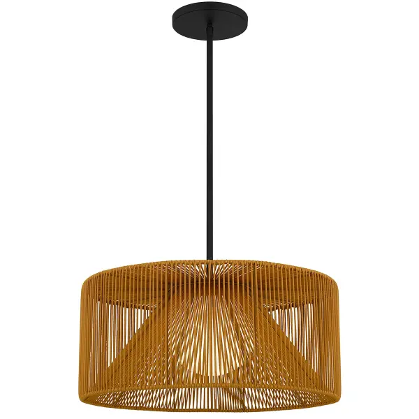 Key West 22" Woven Rattan LED Pendant - Image 1
