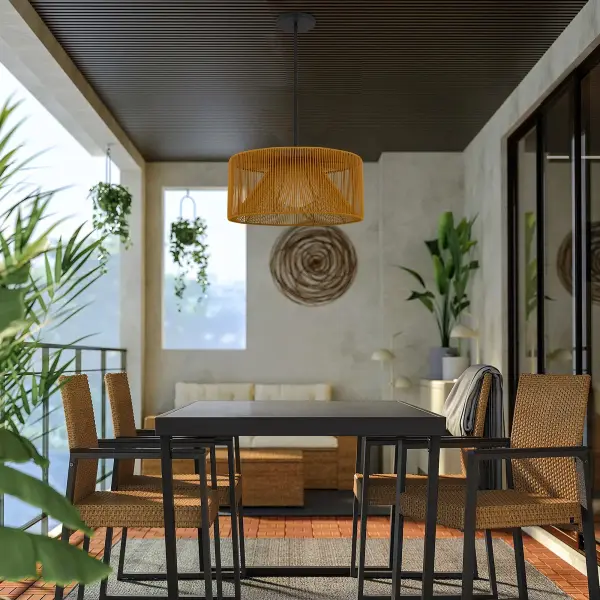 Key West 22" Woven Rattan LED Pendant - Image 4