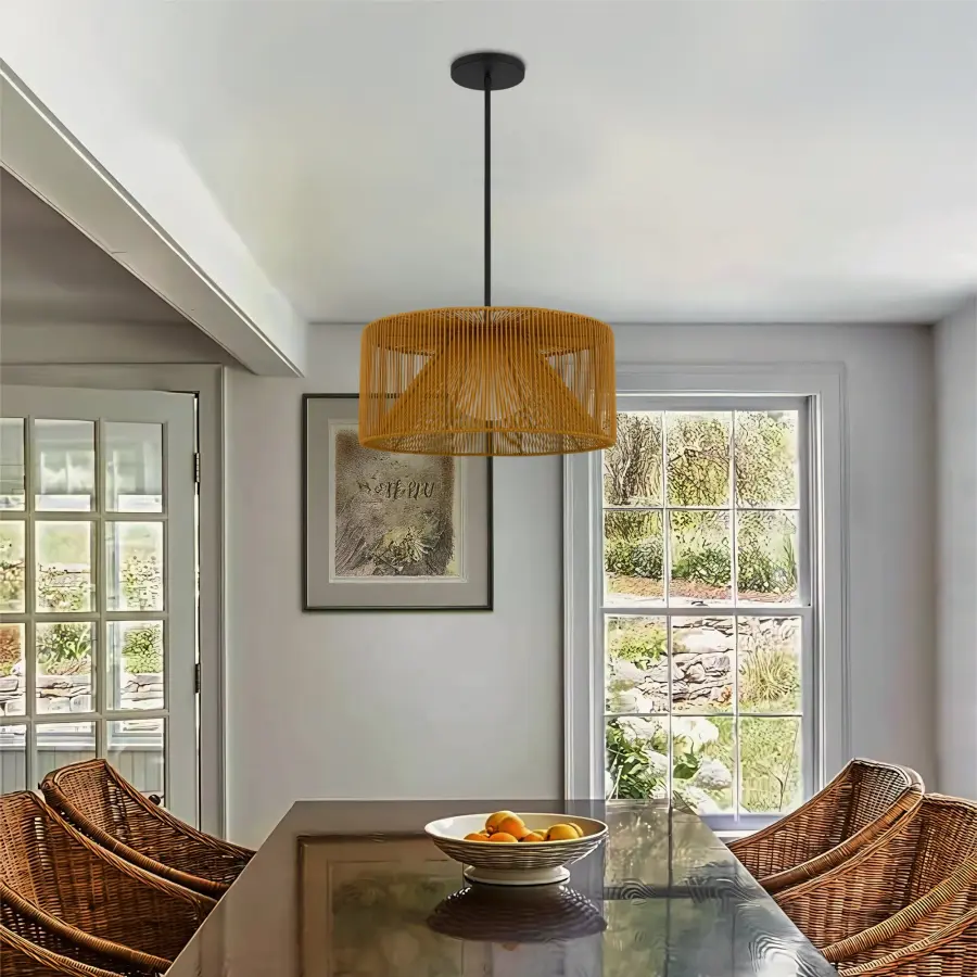 Key West 22" Woven Rattan LED Pendant - Image 5