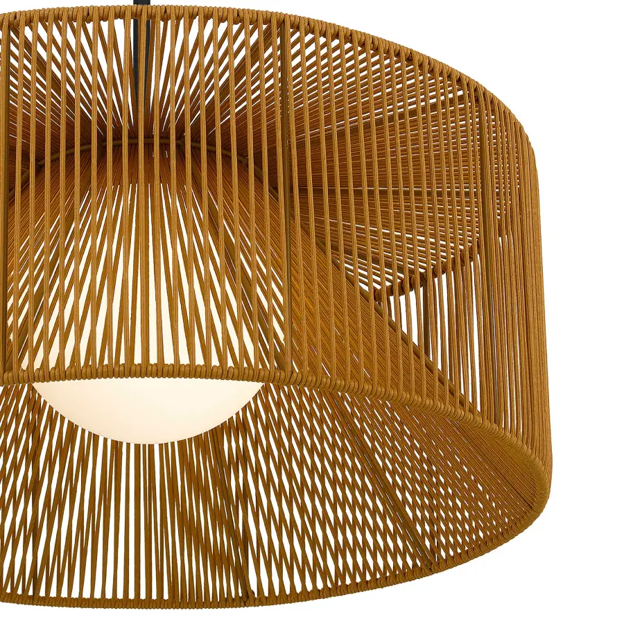 Key West 22" Woven Rattan LED Pendant - Image 6