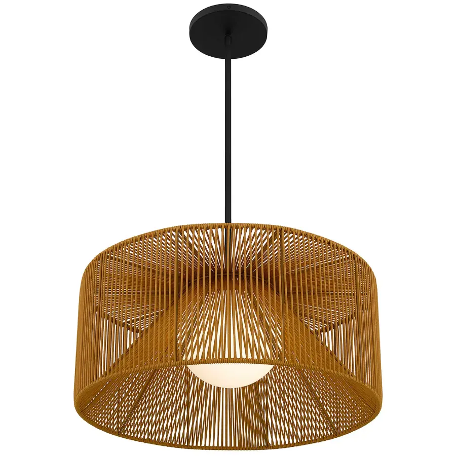 Key West 22" Woven Rattan LED Pendant - Image 7