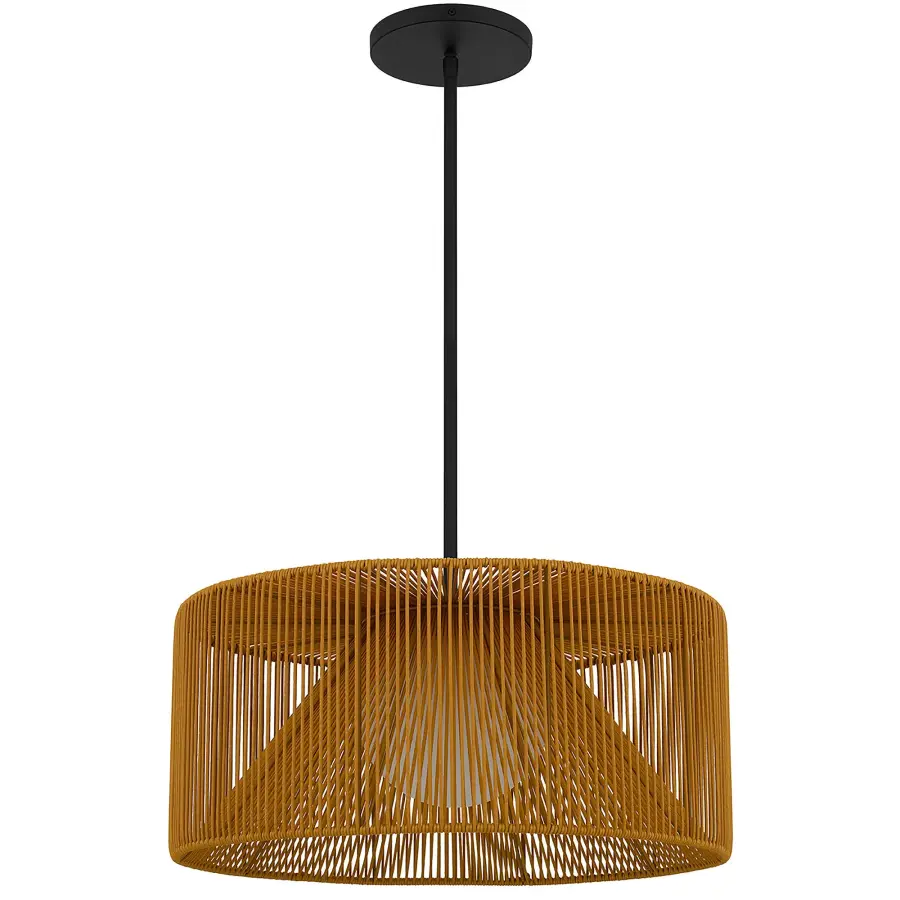 Key West 22" Woven Rattan LED Pendant - Image 9