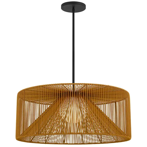 Key West 30" Woven Rattan LED Pendant - Image 1