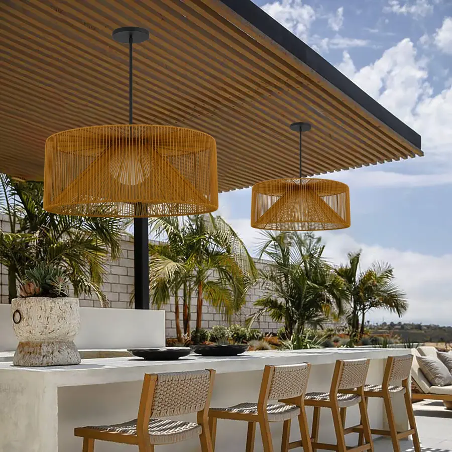 Key West 30" Woven Rattan LED Pendant - Image 2