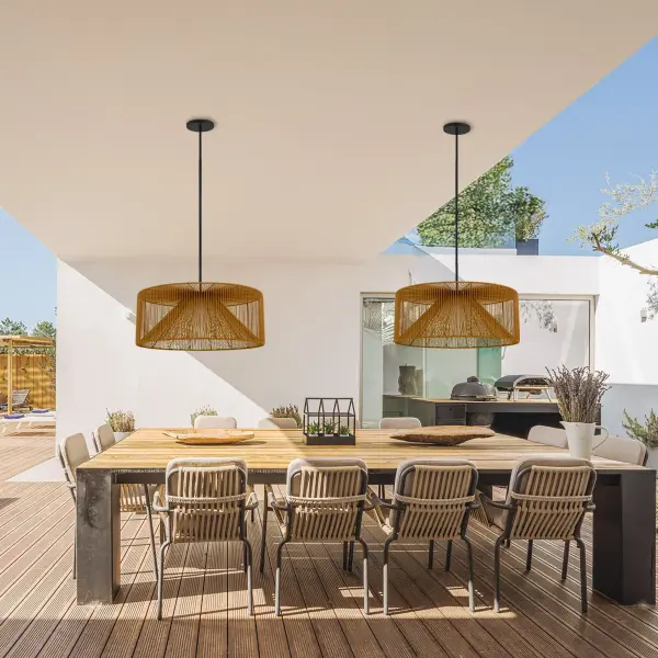 Key West 30" Woven Rattan LED Pendant - Image 4