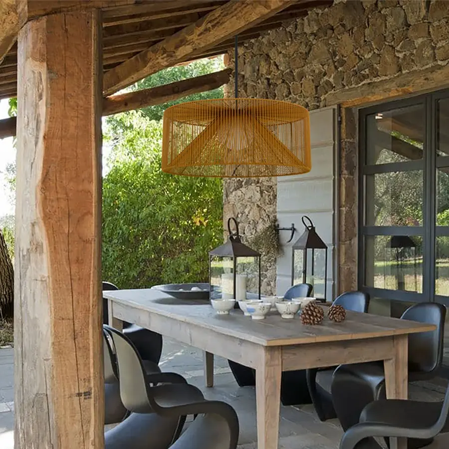 Key West 30" Woven Rattan LED Pendant - Image 5