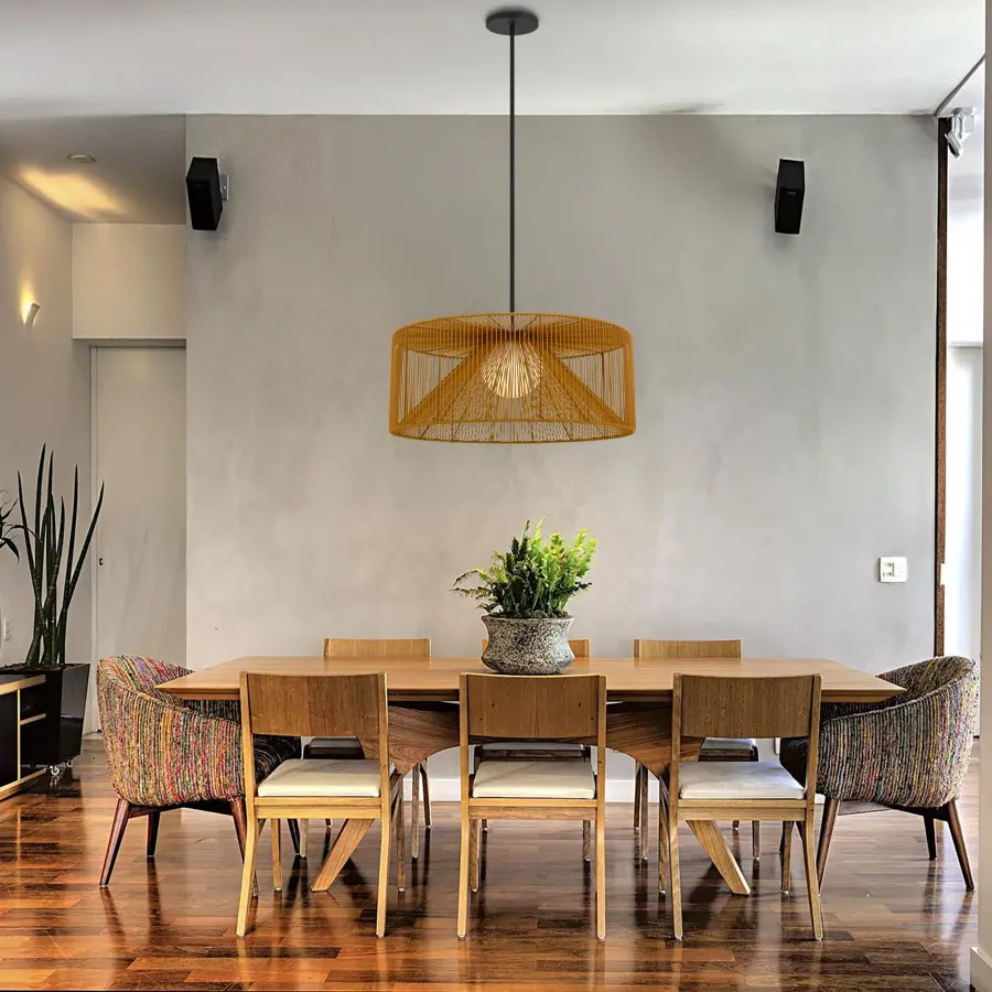 Key West 30" Woven Rattan LED Pendant - Image 6