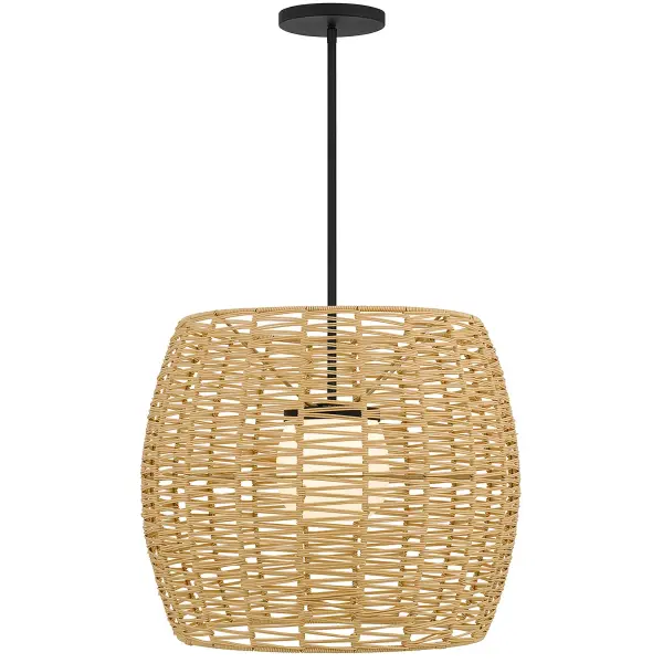 The Aruba 24" Pendant masterfully combines natural woven rattan with etched opal glass, creating a sophisticated fixture that transitions seamlessly between indoor and outdoor spaces. Its wet-rated construction and 5-CCT dimming capability make it exceptionally versatile.