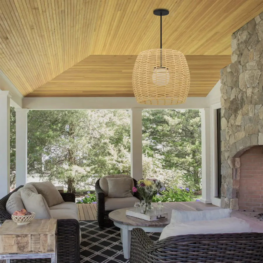 Aruba 24" Woven Rattan Pendant - Image 7