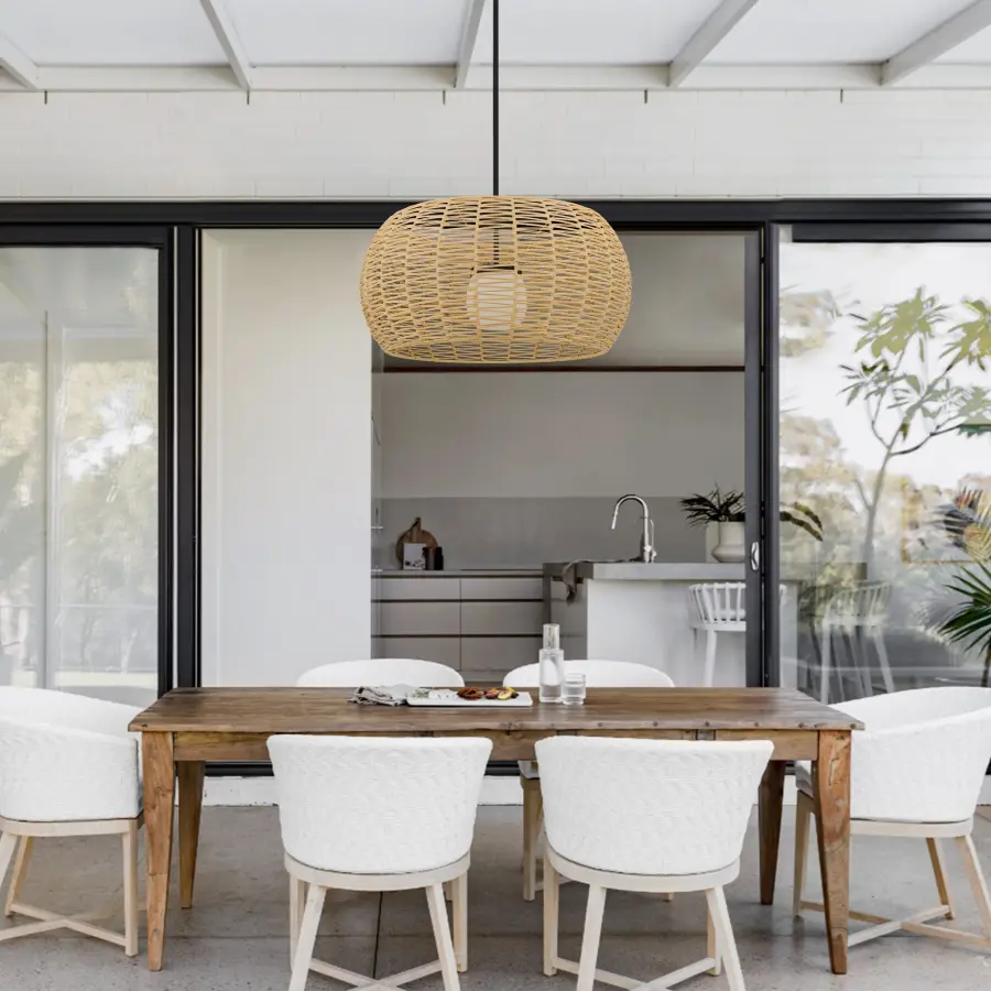 Aruba 32" Woven Rattan Pendant - Image 4