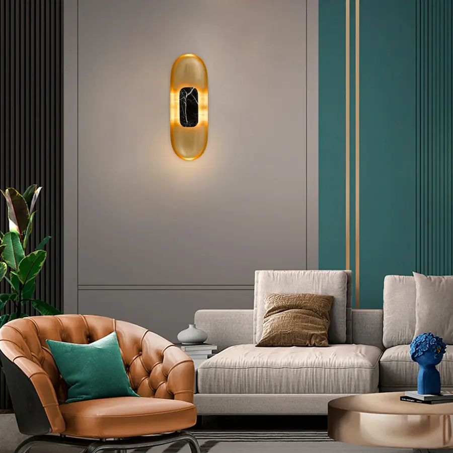 Elegant Marble & Metal Sconce with ADA Compliance - Image 12