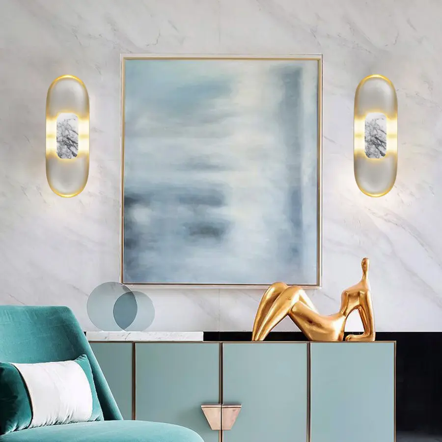 Elegant Marble & Metal Sconce with ADA Compliance - Image 3