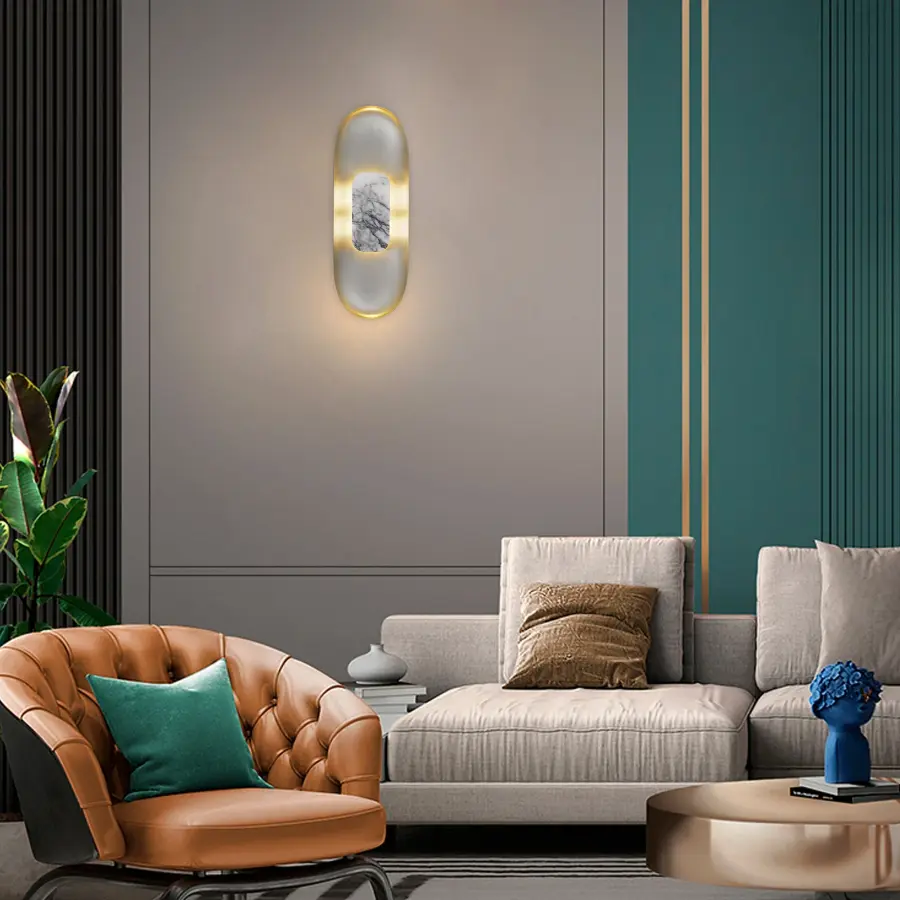 Elegant Marble & Metal Sconce with ADA Compliance - Image 4