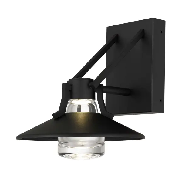 The Radiant sconce combines thick-walled artisan glass with wet-rated durability and 3-CCT dimmable technology. Its transitional design features captivating light interplay through clear glass, making it ideal for outdoor spaces.