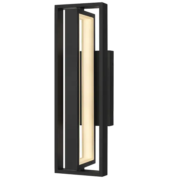 The In & Out Wall Sconce combines modern geometric precision with versatile wet-location performance. Its intersecting rectangular design creates striking visual impact while delivering reliable ambient illumination for both residential and commercial applications.