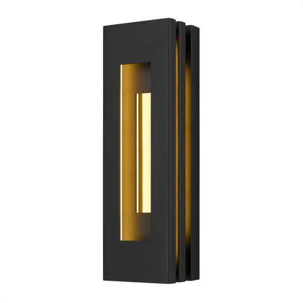 The Layer Wall Sconce creates dramatic visual interest through overlapping illuminated panels that cast beautiful light and shadow patterns. The interior brass panel adds warmth, while wet location rating and 3-CCT customizable lighting make it versatile for any setting.