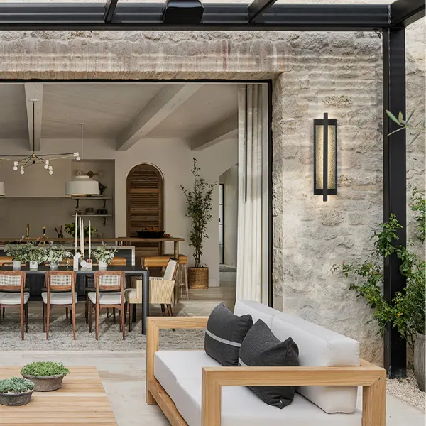 Sophisticated Natural Stone & Metal Outdoor Sconce with Smart Lighting - Image 4