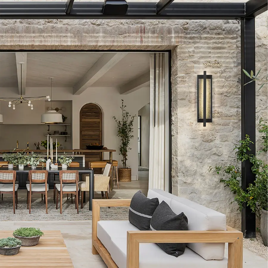 Sophisticated Natural Stone & Metal Outdoor Sconce with Smart Lighting - Image 4