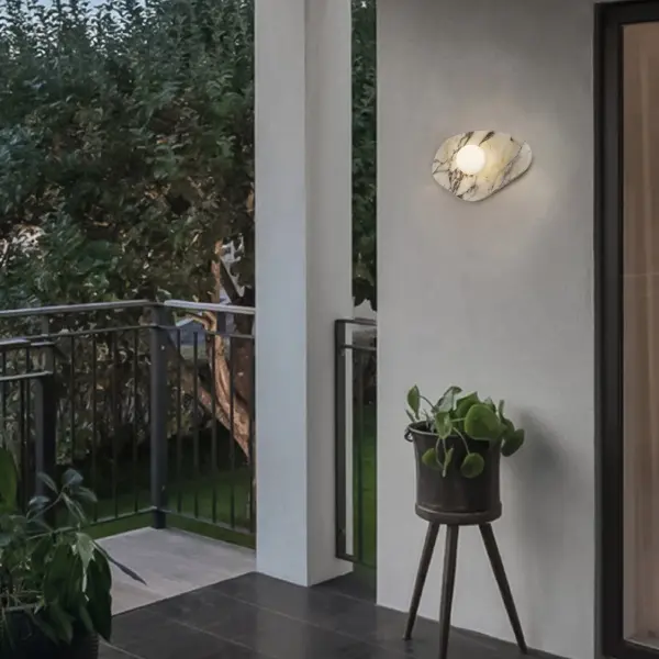 Artistic Marble & Glass Sconce with Wet-Rated Versatility - Image 14