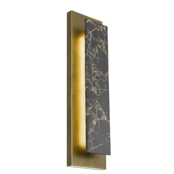 The Zoey combines natural black and gold marble with sophisticated backlit design for a stunning visual statement. ADA compliant and wet-rated for versatile indoor-outdoor use with customizable 3-CCT lighting.