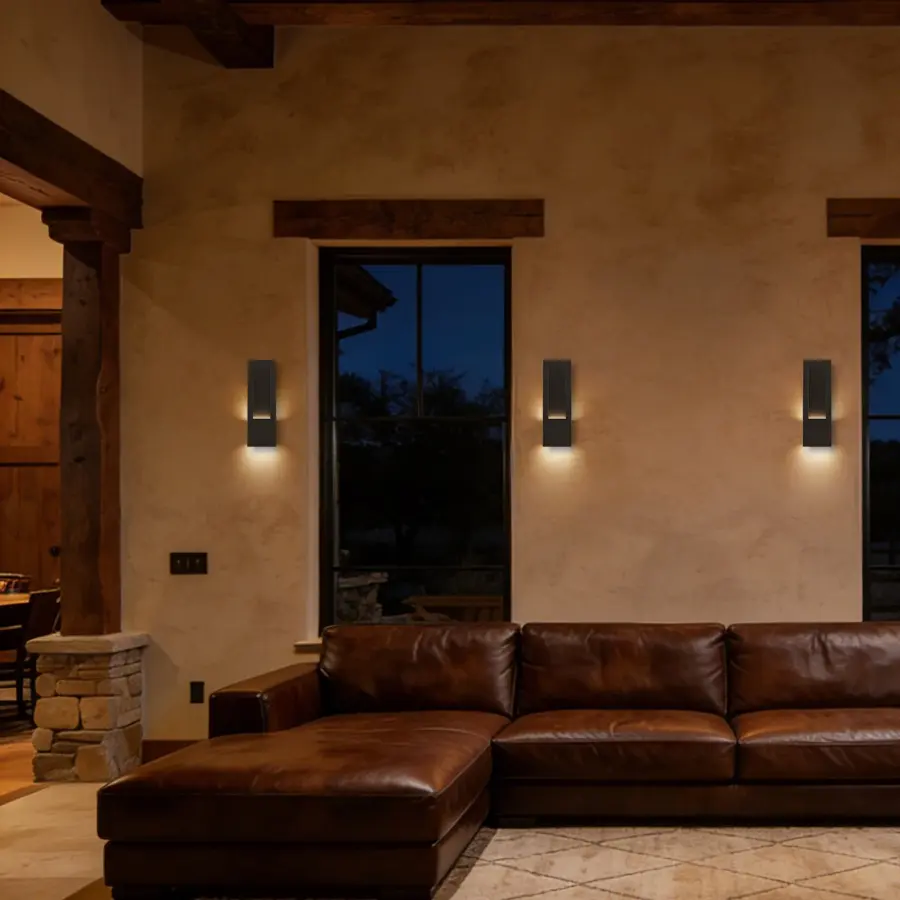 Sophisticated Dual-Light Outdoor Sconce in Solid Brass - Image 4