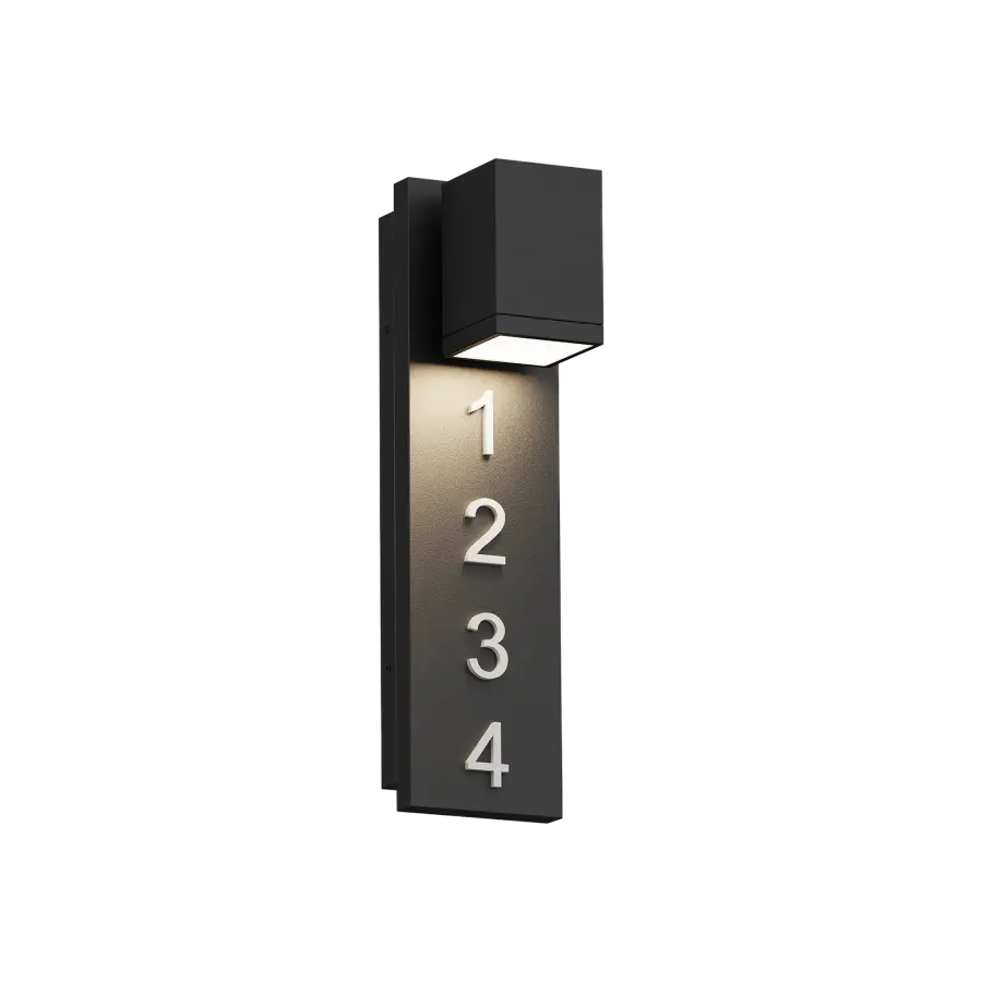 Modern Architectural Wall Sconce with Address Number Display - Image 1