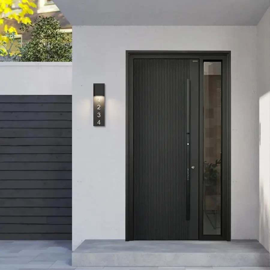 Modern Architectural Wall Sconce with Address Number Display - Image 4